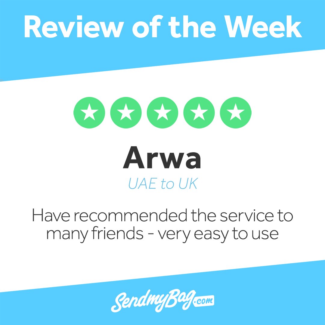 sendmybag's tweet image. We love to see it! 😍

I look forward to working with you and your friends in the future Arwa; thanks for using the service! 💪

#SendMyBag #CustomerAppreciation #ReviewoftheWeek