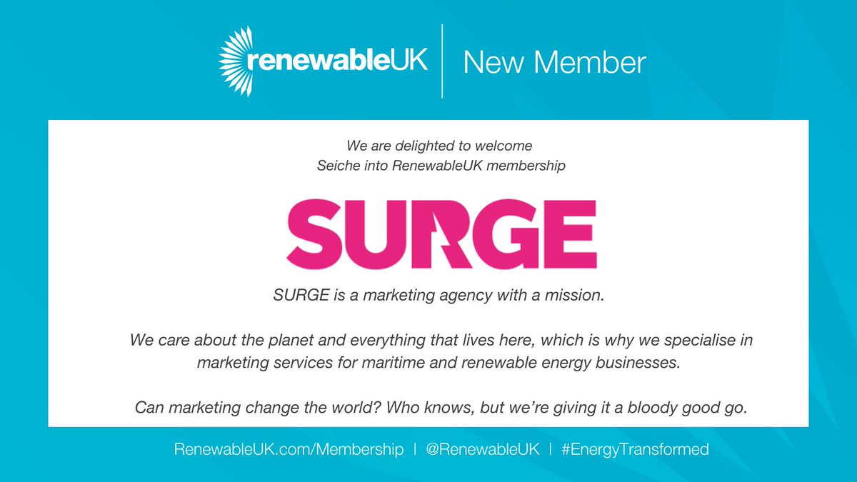 RenewableUK's tweet photo. Pleased to welcome on board our newest RenewableUK member, Surge Agency
To find out more, visit: https://t.co/JTouBhCMSK
Interested in becoming a member of RenewableUK? Contact the team on membership@renewableuk.com
#renewableenergy #RUKMembers https://t.co/bCuhq3HZXz