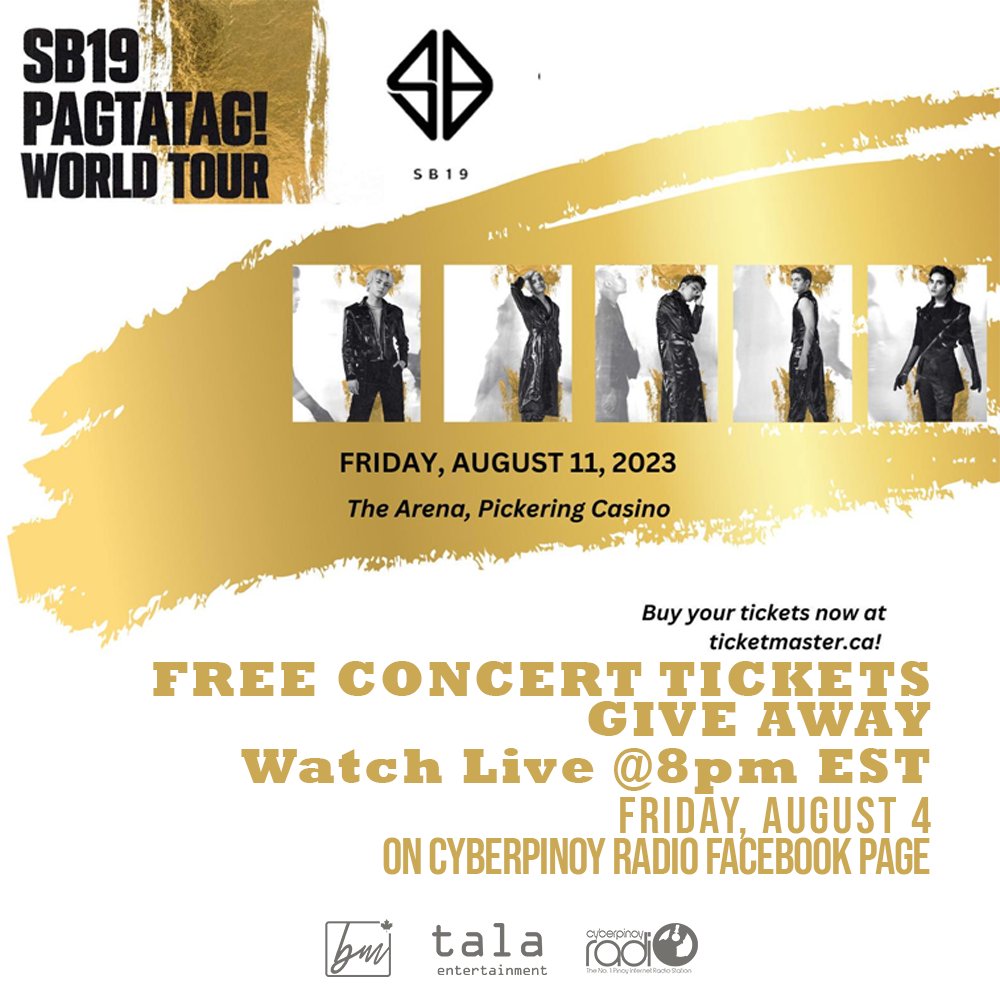 FREE SB19 Concert Tickets Giveaway! Watch live with DJ Dryx and Beth Malcolm Tonight <a href="/8pm/">8pm</a> EST. Brought to you by Tala Entertainment . facebook.com/cyberpinoyradi…