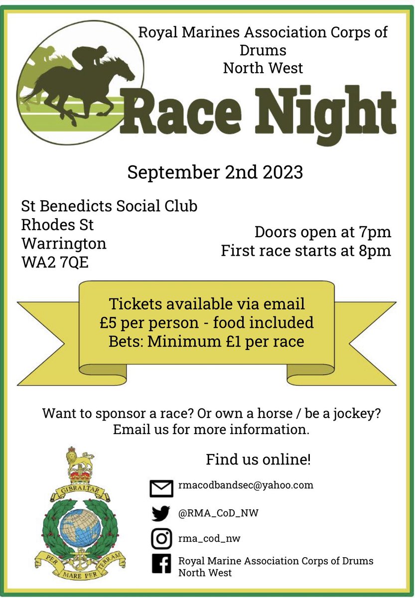 Our race night is getting ever closer. 🐎 🐎🐎🐎🐎🐎🐎🐎🐎

Tickets are still available for a great night out. Contact us if you’ve not got yours yet. 
Ask us about owning a horse or being a jockey for the chance to win a prize.