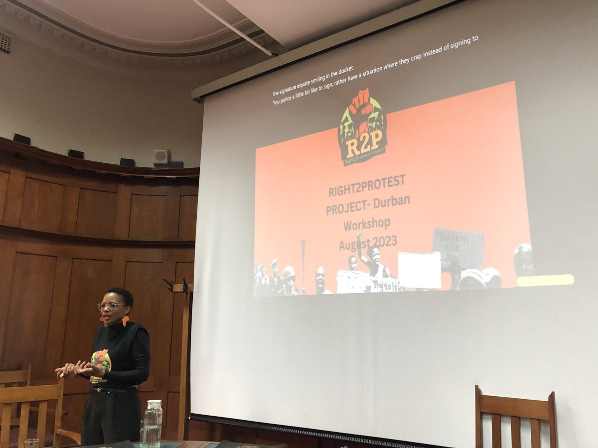 ProtestZa's tweet photo. Workshop Underway📢
Our team is in Durban training community mobilisers on the right to protest. @protestza Attorney Vuyokazi Yokwe is taking participants through the RGA, it’s relivence and limitations in our current democratic dispensation.
#Right2Protest
#ProtestZA https://t.co/6WJakB23Jo