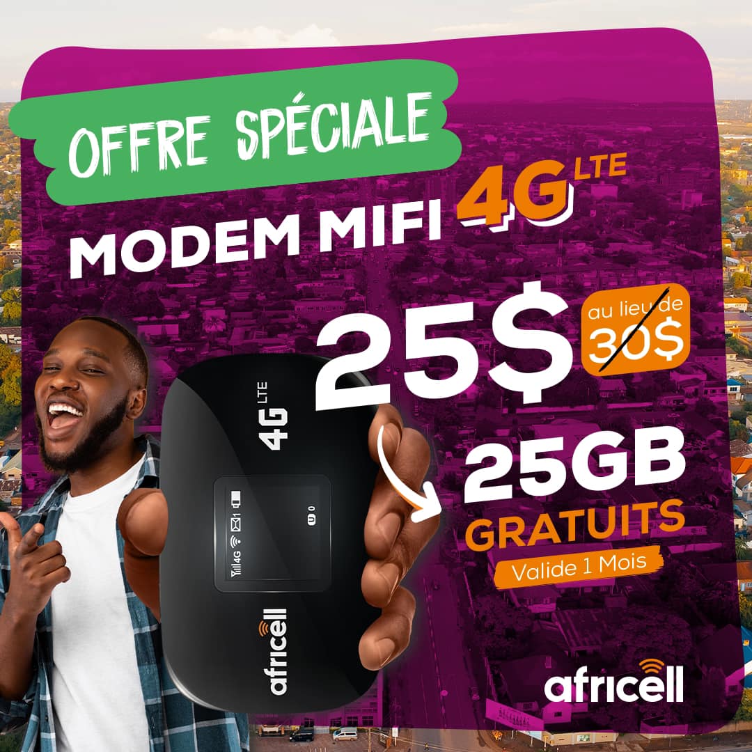 AfricellRDCongo's tweet image. Très facile pour tous vos déplacements, c’est comme-ci vous vous déplacés avec une #4G Internet ultra rapide avec dans votre poche.
➡️Nos Modem Mifi 4G sont disponibles dans tous nos shops à 25$ + 25GB gratuits valide 1 mois , courrez vite , nos stocks sont limités 🏃🏾‍♂️🏃🏾‍♂️. 
#MIFI