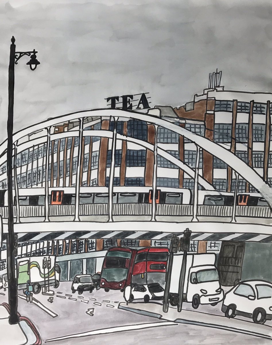 frankkiely's tweet photo. Today’s #sketch from 26/7/23 of #Landmarks &amp; #Icons is The #TeaBuilding @TeaBuilding #ShoreditchHighStreet #London #E1 
#watercolour #watercolor #painting #Acrylic #Ink #Marker #Pen on paper https://t.co/Cj3rG2saV3