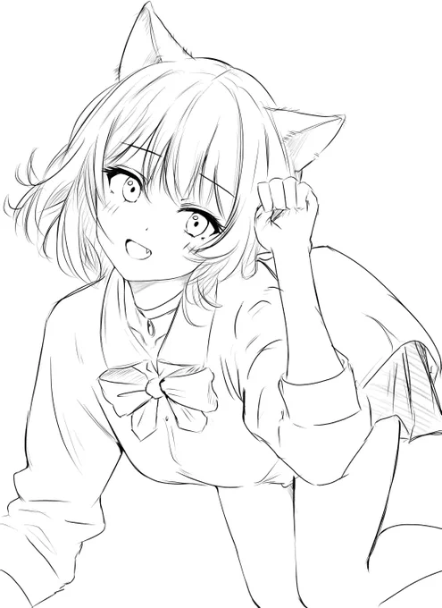 ケモ耳六花ちゃん。
いくら描いても猫になるから、もういっそ猫にしました🥶 