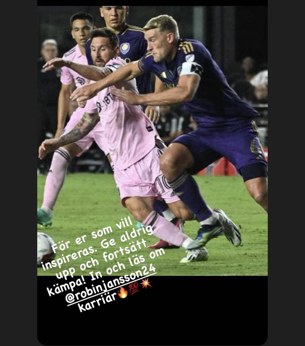 Här är alltså <a href="/RJANSSON24/">Robin Jansson</a> från Bengtsfors. 
Som varvade ner i Oddevold. 
Som gjorde en bra match i Sv Cupen mot AIK. 
Som sen nickar SM-guldet till AIK. 
Flyttar till Orlando.
Lirar nu mot Messi.
Vilken saga! 
Robin, alltid en av oss. 🖤💛