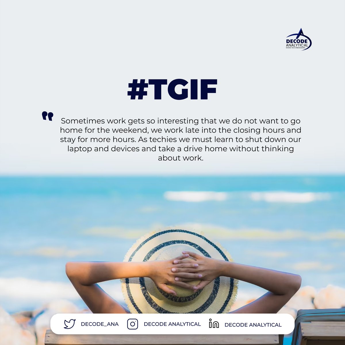 Decode_ana's tweet image. Shut down the laptop today, let the laptop breathe.

#tigf #techedu #meantalhealth #ProductivityBoost
#weekendvibes #decodeanalytical