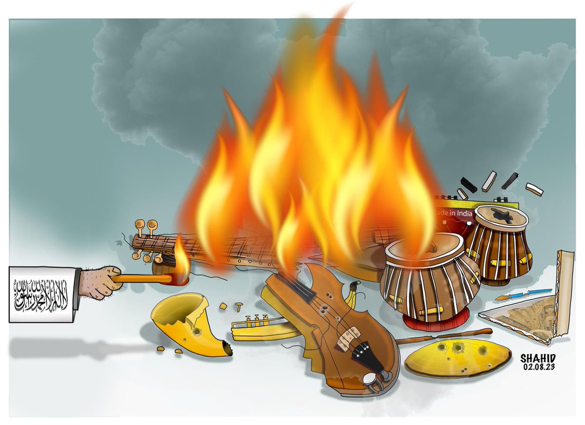 atiqshahid2's tweet photo. Taliban burned music instruments!#AfghanistanCrisis #afghan_girls_right_to_education #afghanistanisnotsave #Peace https://t.co/Ao4aC2armR
