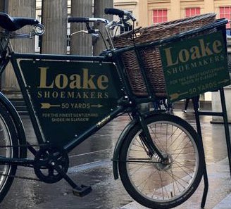 Our bike is ready for the cycling championship if your in town visiting why not look out for our bike about town why not pop in and see us at 83 St Vincent street as we will be open throughout the cycling event for all your Loake shoe needs @broguetrader_ @glasgow @Glasgow_Live
