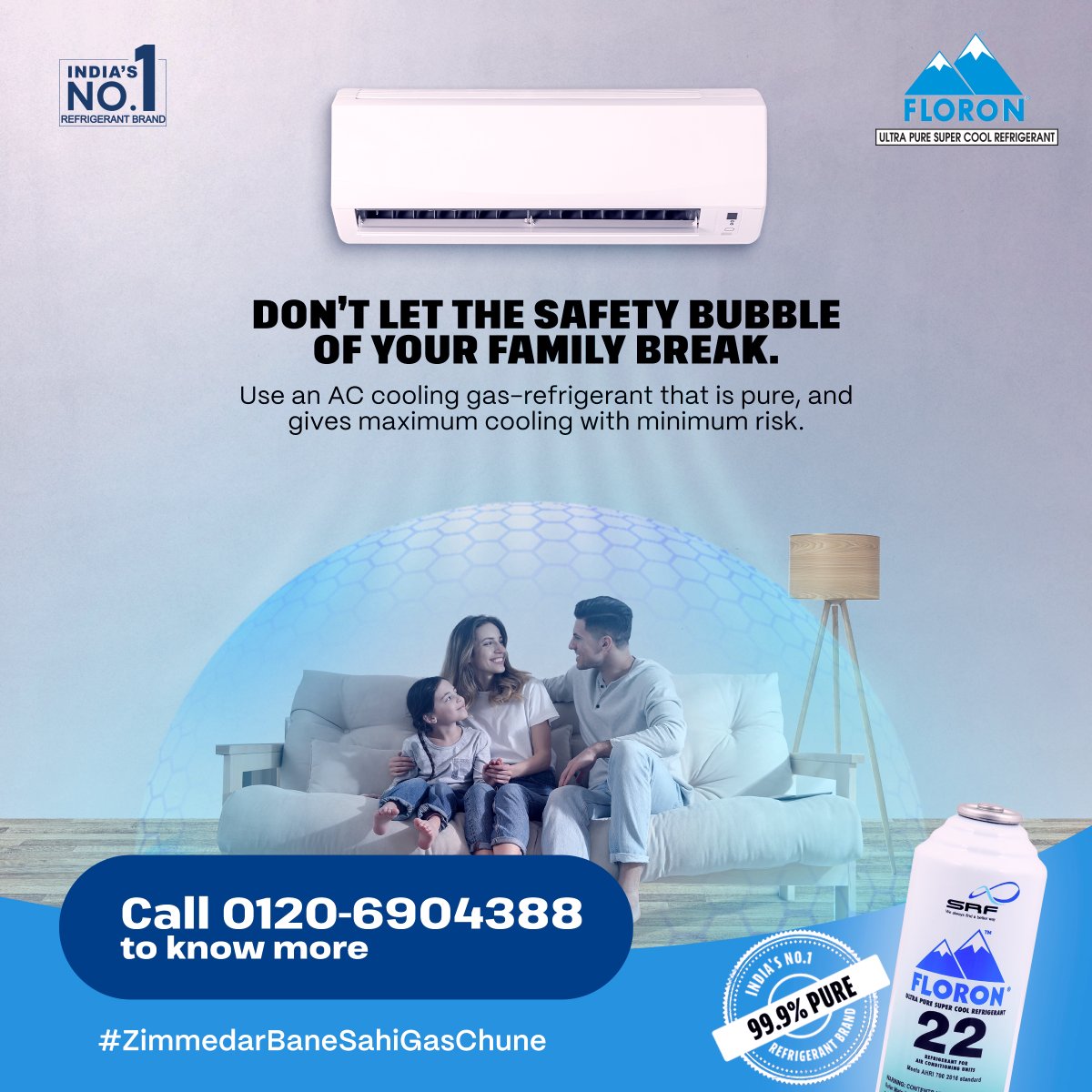 srf_floron's tweet photo. Don’t compromise your family's safety by choosing a wrong gas for your AC.​

Use Floron cooling gas-refrigerant to ensure adequate cooling and long life for your ACs. It gives efficient cooling and is cost effective. So, what are you waiting for?​

#ZimmedarBaneSahiGasChune https://t.co/hs2qrwNyon
