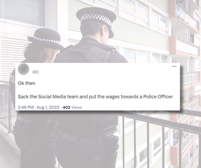 ASPolice's tweet photo. Luckily, we're thick-skinned 😅

Twitter is a great tool used by police forces to help find missing people and catch wanted criminals.

“Sacking” us would make this impossible which makes very little sense.

What makes more sense is to fill in our survey: https://t.co/HYxoWx0gyK https://t.co/pObDSTgd4F