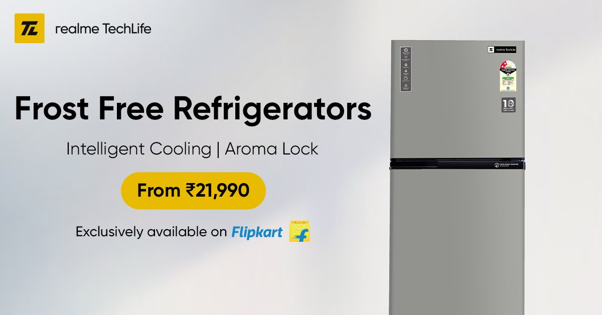 realmeIndia's tweet photo. Upgrade your kitchen with the #realmeTechLife Frost Free Refrigerators!
Say goodbye to food storage worries with its smart Inverter Compressor, ensuring perfect cooling for all your goodies.
Buy now: https://t.co/fpogWnQLXN https://t.co/GYvObl3Hq1