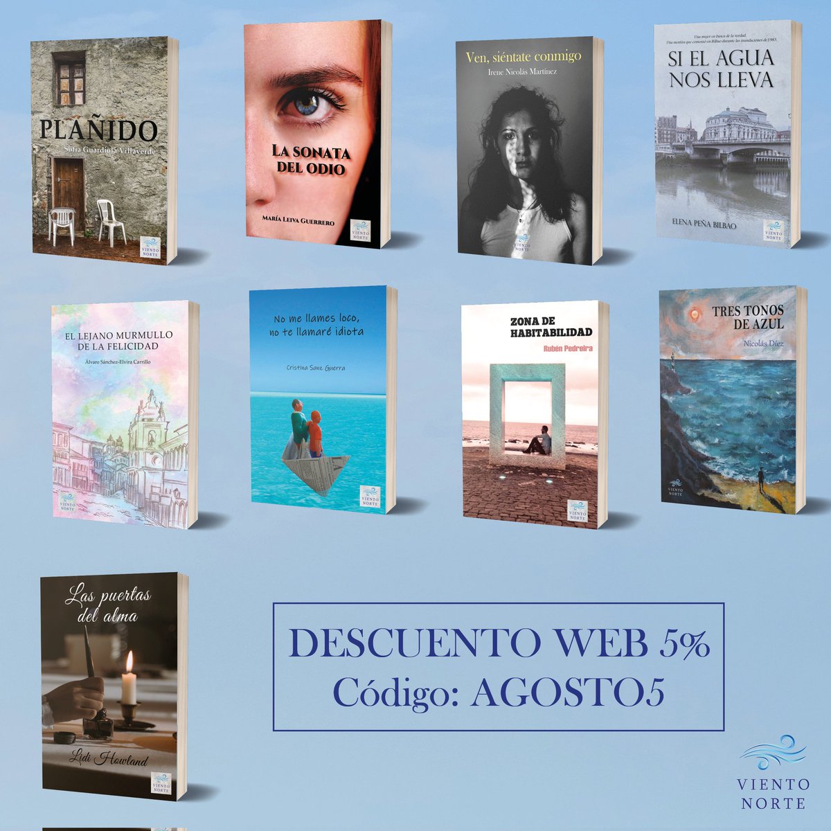 VientoNorteEd's tweet photo. El verano es una mala época para las editoriales, y en nuestro caso siendo pequeños más aún, así que os dejamos un descuento del 5% en toda nuestra web (tanto libros en físico como en digital) para animaros a comprar alguna de nuestras novelas. Solo en https://t.co/CrVnqtfl5q. https://t.co/r9DpZD5aWF