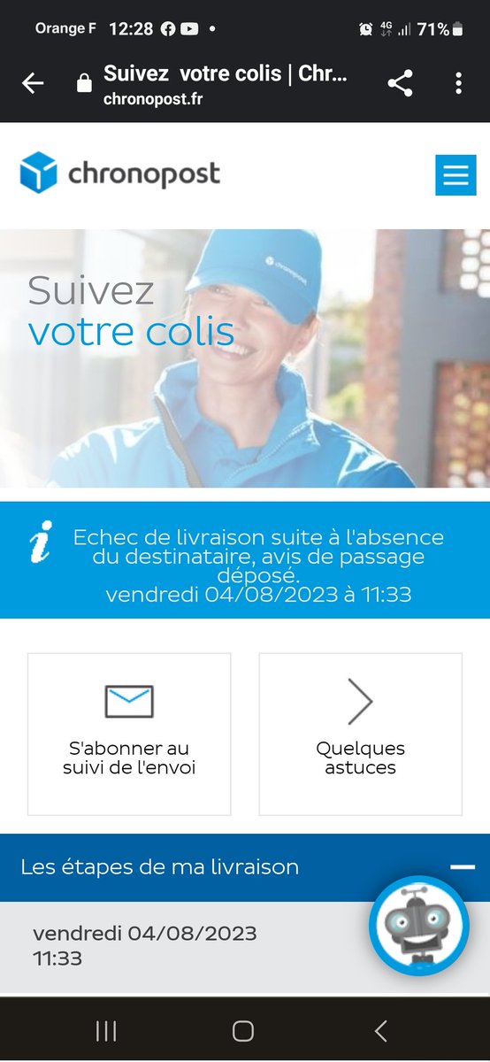 stitchcrs8's tweet image. Encore un bel exemple d'un travail bien fait chez @Chronopost 
Attendre son colis chez soi et recevoir ce genre de message !!!
Au prix que l'on paye pour recevoir les colis dans les temps c'est une honte !!!
#chronopost #livreur2merde