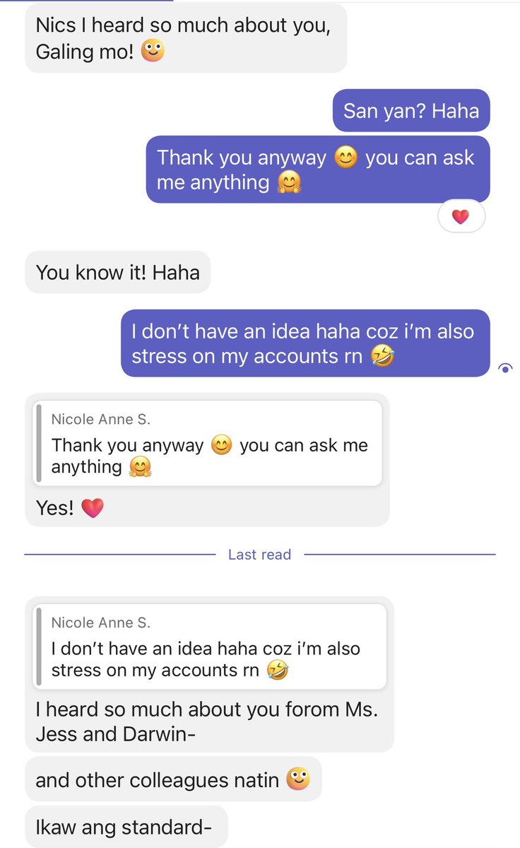 nicoladaaa's tweet photo. When you’re stress at work and someone message you. After 5 companies , i feel appreciated 🫣❤️🫶🏻 so much love in this company and colleagues 🥲 sana tumagal pa ko 🤣✌🏼 https://t.co/JHgVzOjScu