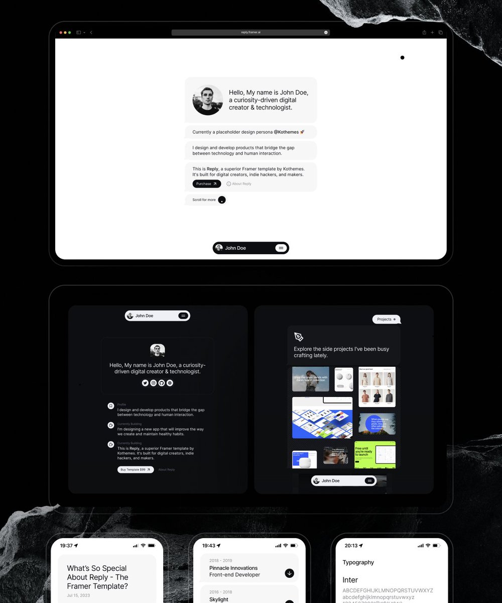 kothemes's tweet photo. The weekend is coming — grab Reply, our new #Framer template, and launch your personal site (this time for real 😅)

Get it now → https://t.co/G803jdgBmM https://t.co/M5Fjmfrieo