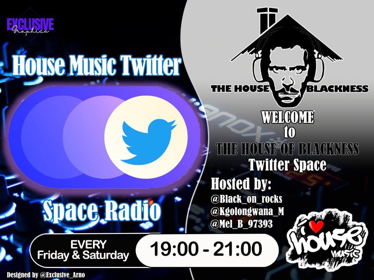 HouseOfBlckness's tweet photo. Si on tonight 7pm - 9pm with your hosts
@Kgolongwana_M
@Black_on_rocks
@Modirwa_IV
Season 2 Episode 3
Surprise Guest Dj and loads of prizes to be won!
Come chilla Nathi!
#TheHouseOfBlackness
#TheOnlyHouseThatMatters
#DeepHouseSpace https://t.co/jeQwqgo9fq