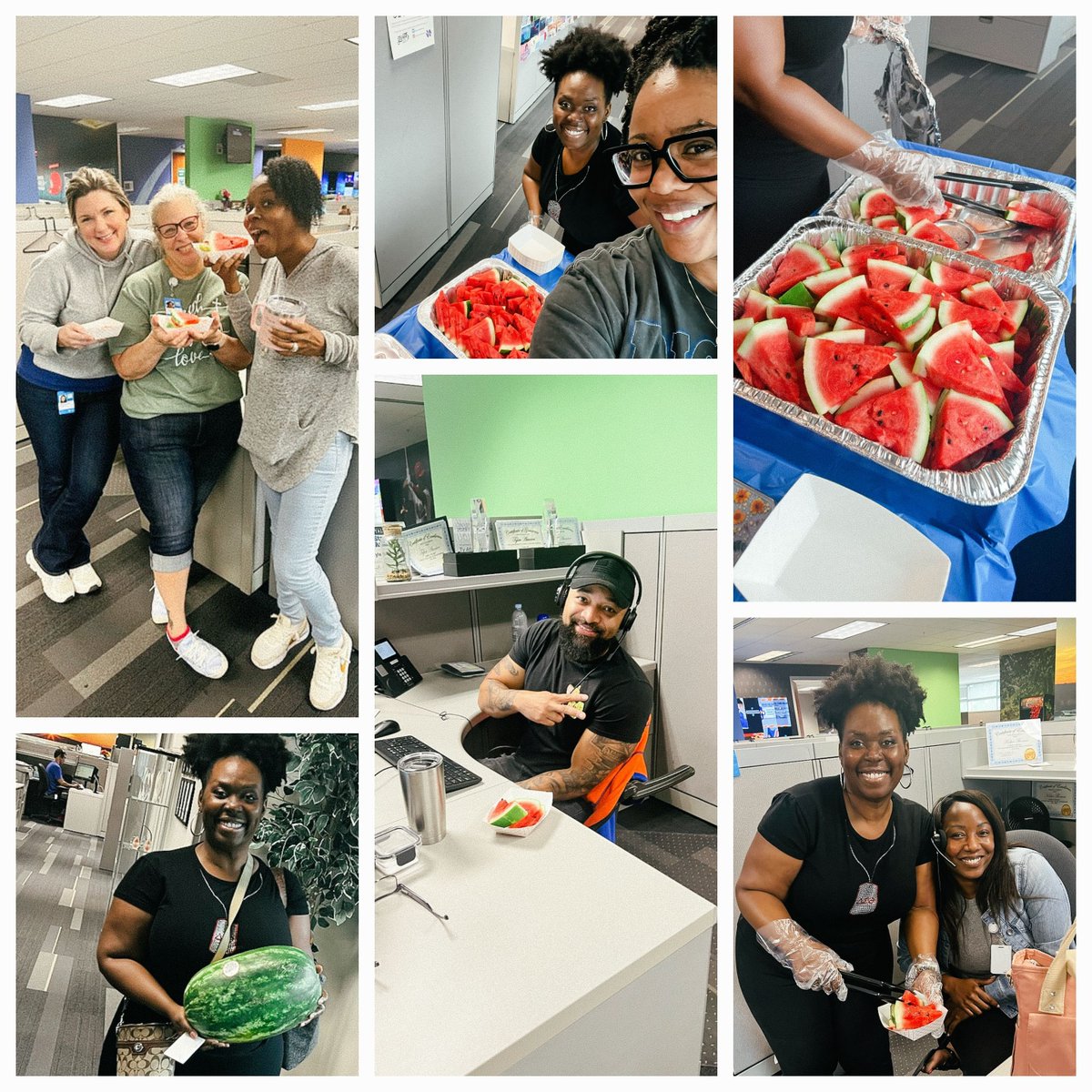 EarthCity05's tweet photo. Yesterday was National Watermelon Day and what better way to celebrate then with a freshly cut watermelon 🍉 
#ECrocks23 #LifeAtATT  
@Finnegan_CLG @GarciaBeProud
 #GWR https://t.co/Jw6Q60Ag8m