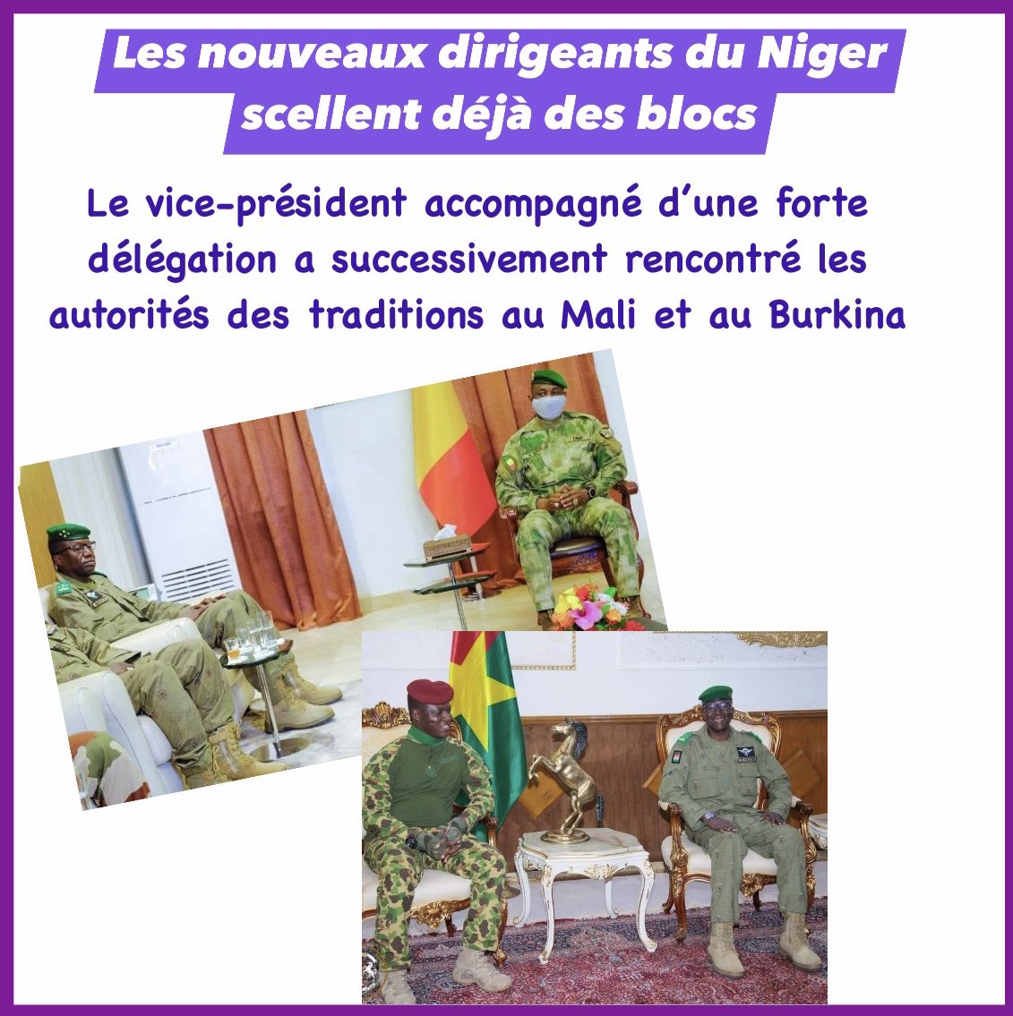 echoo_7's tweet photo. Au 𝐍𝐢𝐠𝐞𝐫  , au lendemain du coup d’état, les militaires recherchent des soutiens auprès de leurs homologues 

⚪️🟣 𝐄𝐜𝐡𝐨𝐨𝐨𝐨🇳🇪 https://t.co/F43B2LtdF1