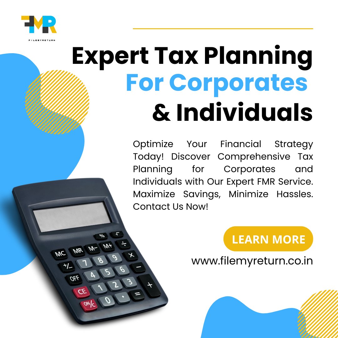 Filemyreturn2's tweet photo. Unlock financial success through expert tax planning for corporates and individuals. 📊💼 Navigate taxes confidently and optimize your strategy today! #TaxPlanning #FinancialSuccess #filemyreturn #sharemarket #Sensex #Kashmir #HongKong #MakeInIndia #financeservices #Corporate https://t.co/IrDkUXFP02