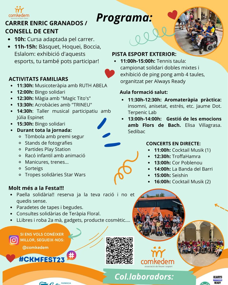 CursaEixample's tweet image. Si ho heu escoltat bé! Arriba la 3a cursa infantil adaptada de l'Eixample dins de la gran festa de @comkedem!!! 🥳🥳 Ben aviat començarem inscripcions, però no us perdeu el 16 de setembre a BCN. Cursa infantil adaptada, esports, paella popular, música i moltes més sorpreses!!