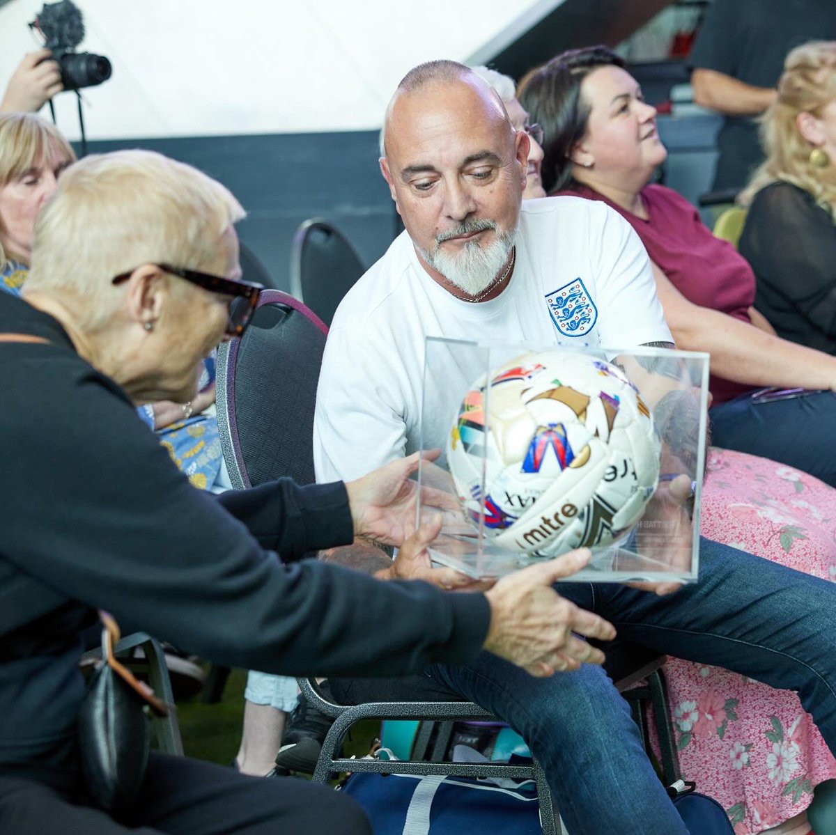 jonpaul's tweet photo. A classic mitre ultimax constructed from classic mitre balls throughout history. This ball was a collaboration with @mitresports for The Lost Lionesses. https://t.co/724Lg6L2ww