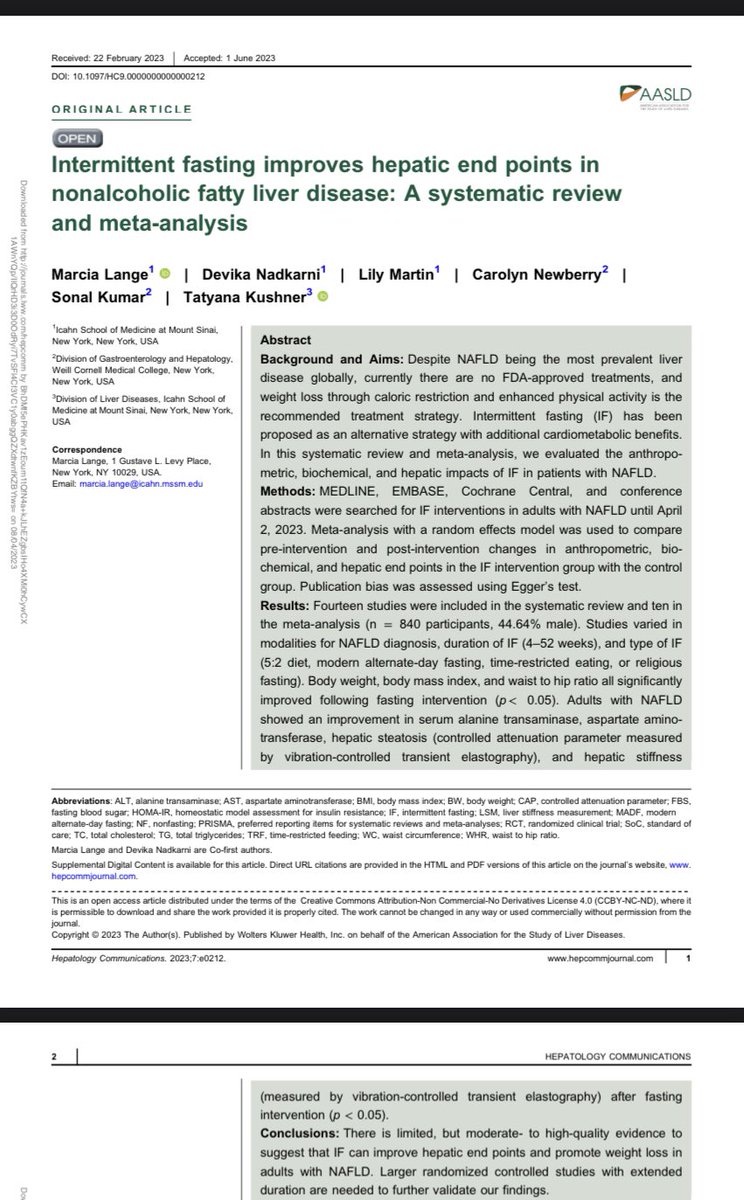 Elliot Tapper (@ebtapper) on Twitter photo Intermittent fasting and the liver
Open access: journals.lww.com/hepcomm/Fullte…
<a href="/TatyanaKushner/">Dr. Tatyana Kushner</a> <a href="/SonalKumarMD/">Sonal Kumar, MD MPH</a> in <a href="/HepCommJournal/">Hepatology Communications</a> Intermittent fasting and the liver
Open access: journals.lww.com/hepcomm/Fullte…
<a href="/TatyanaKushner/">Dr. Tatyana Kushner</a> <a href="/SonalKumarMD/">Sonal Kumar, MD MPH</a> in <a href="/HepCommJournal/">Hepatology Communications</a>