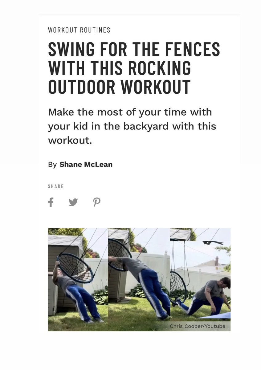 muscle_fitness's tweet photo. SWING FOR THE FENCES WITH THIS ROCKING OUTDOOR WORKOUT
Make the most of your time with your kid in the backyard with this workout.
By Shane McLean. Read article https://t.co/PrItRPyQT1 #outdoorworkout #outdoor #outdoorworkouts #fitness #workout #backyard #backyardworkout https://t.co/mMBDWGlJhp