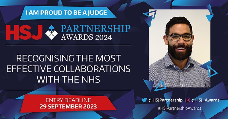 I am proud to be judging the HSJ Partnership Awards in 2024. The deadline to submit entries is 29thof September. Enter today: partnership.hsj.co.uk  #HSJPartnershipAwards