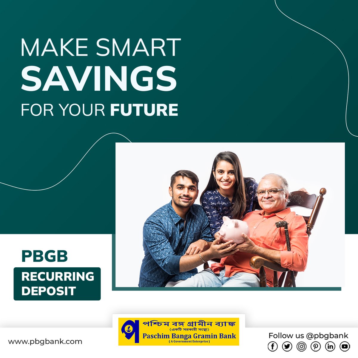 wbgbank's tweet image. Make Smart Savings for your Future 

PBGB RECURRING DEPOSIT

#paschimbangagraminbank #pbgb #depositscheme #reccuringdeposit
#deposit #banking #savings #loans #westbengal