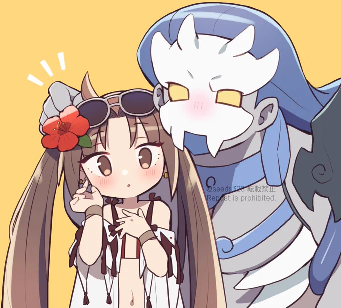明日夏コミのノベルティ届くみたいなので先に元絵上げちゃお 項虞のラブラブバカンスデートです