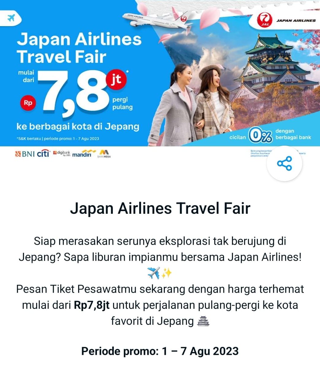ifandamn's tweet photo. Ini enaknya beli tiket pesawat lewat aplikasi kayak Traveloka, jadi ga perlu repot ke offline travel.
Infonya gercep, kalo mau beli tiketnya tinggal pesen sat set.

Emang boleh ya ke Jepang semurah ini Japan Airlines? Selengkapnya cek disini: https://t.co/rvYBcdwzIV https://t.co/qLI5nAQbAl