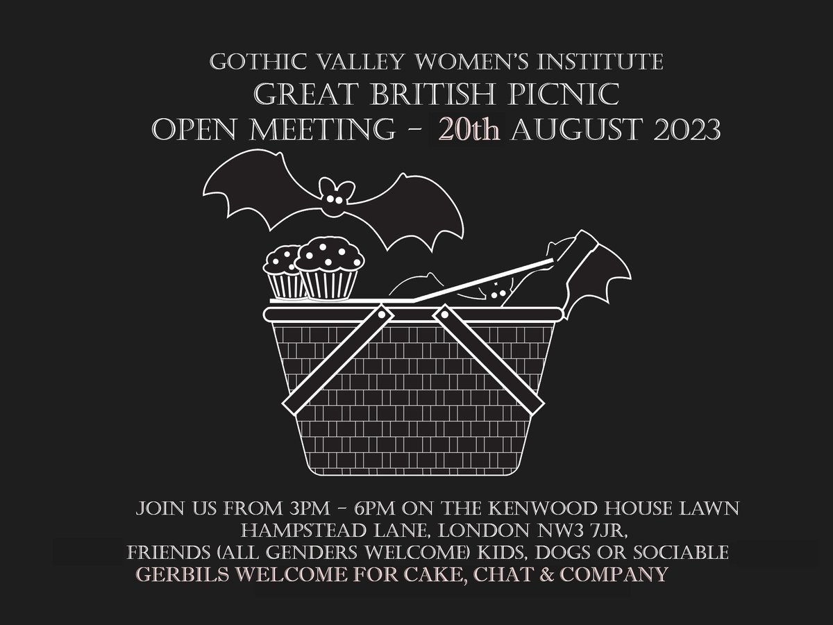 Attention picknickers! Our annual #GVWIpicnic has been moved to Sunday 20th August due to the Great British weather! We'd love to see you on the Kenwood lawn for #summertime frolics. Everyone is welcome. See site for details gothicvalleywi.org.uk/events-1 #community #picnic #openmeeting