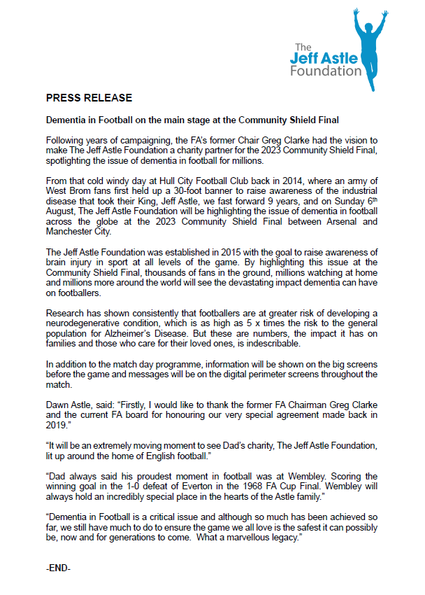 PRESS RELEASE

Dementia in Football on the main stage at the Community Shield Final

thefa.com/news/2023/aug/…