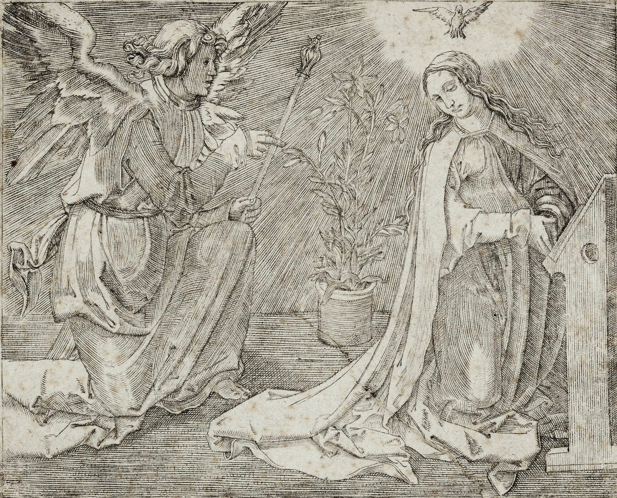 #LucasVanLeyden (copia anónima). La Anunciación. Buril, h. 1516. Colección Mariano Moret.