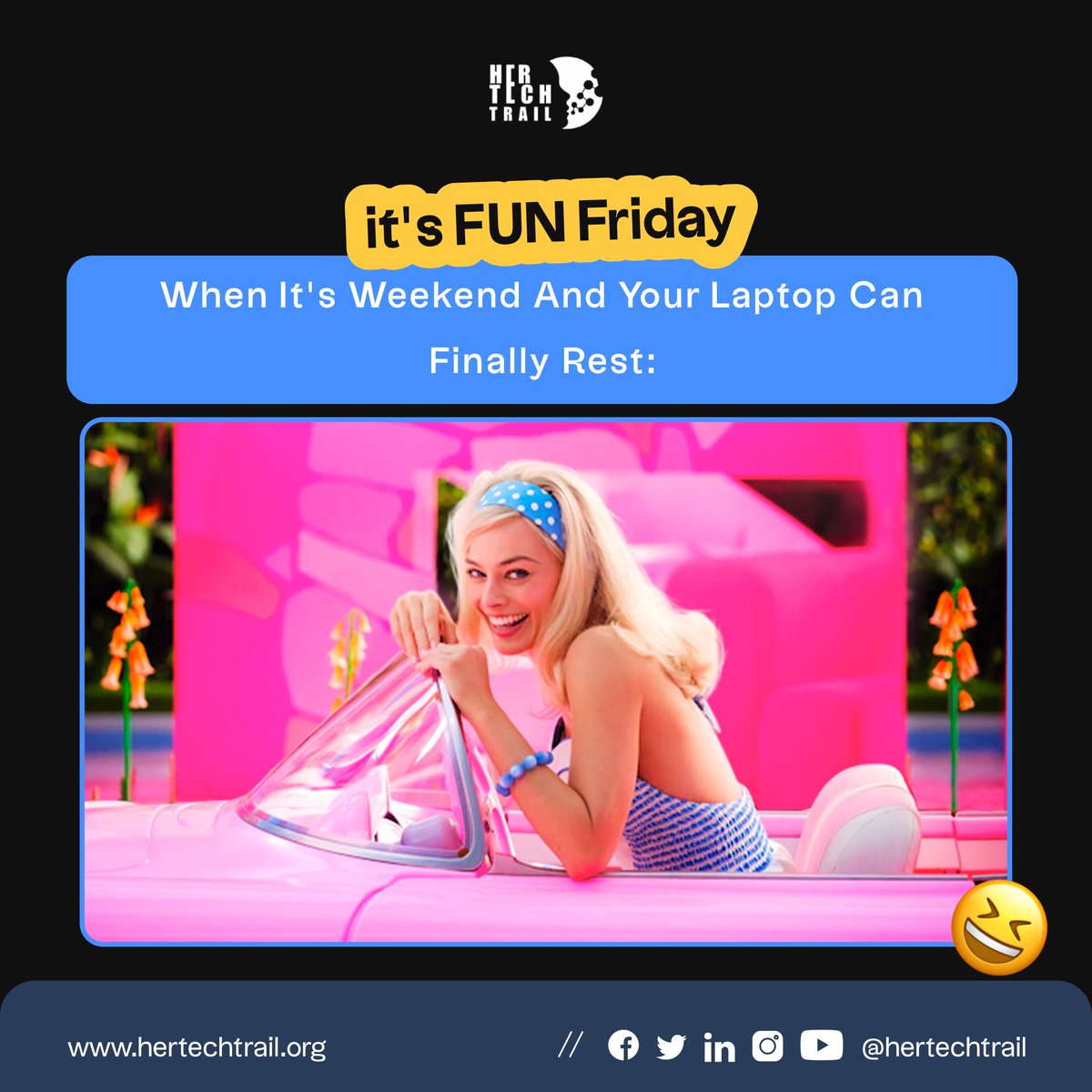 hertechtrail's tweet photo. All work and no play makes no Barbie, right?
Remember to refresh this weekend and allow yourself to breathe!
#tgif #hertechtrail #barbieszn https://t.co/Ccqd1zNPB6