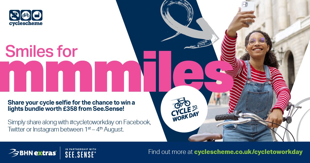 📣 FINAL CALL FOR YOUR CYCLE SELFIE 📷 Share a snap of you and your bike with #cycletoworkday on your socials and you could win a @seesense_cc bundle worth over £350! buff.ly/3DF7WAa