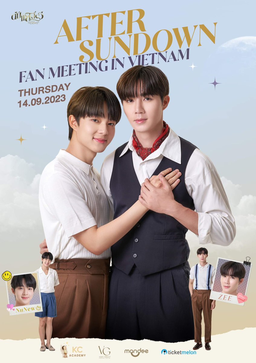 Koolcheng's tweet photo. Official Poster of “After Sundown Fan Meeting with ZeeNunew in Vietnam 2023”
Check your seat : https://t.co/HYcyX3SA2K
Sale ticket date : Tue 8th Aug, 2023
Time : 10 am (ICT)
#AfterSunDowninVietnam #ZeeNuNew #ZeeNuNewinVietnam #Koolcheng #TrinhTuTrung #KCAcademy https://t.co/ZPePOnSG2G