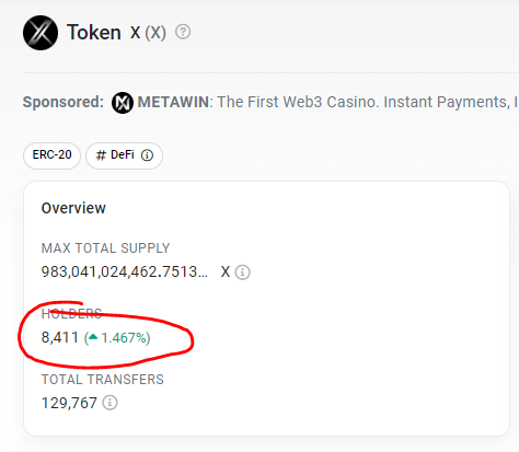 The REAL #OG $X will most probably hit 10,000 holders within the next 48hrs.

Once we achieve this milestone we will fucking explode.

10K Holders is the mental barrier that ALL projects want to break! 

#FOMO pending!!

Don't #FADE the REAL #OG $X

dextools.io/app/en/ether/p…