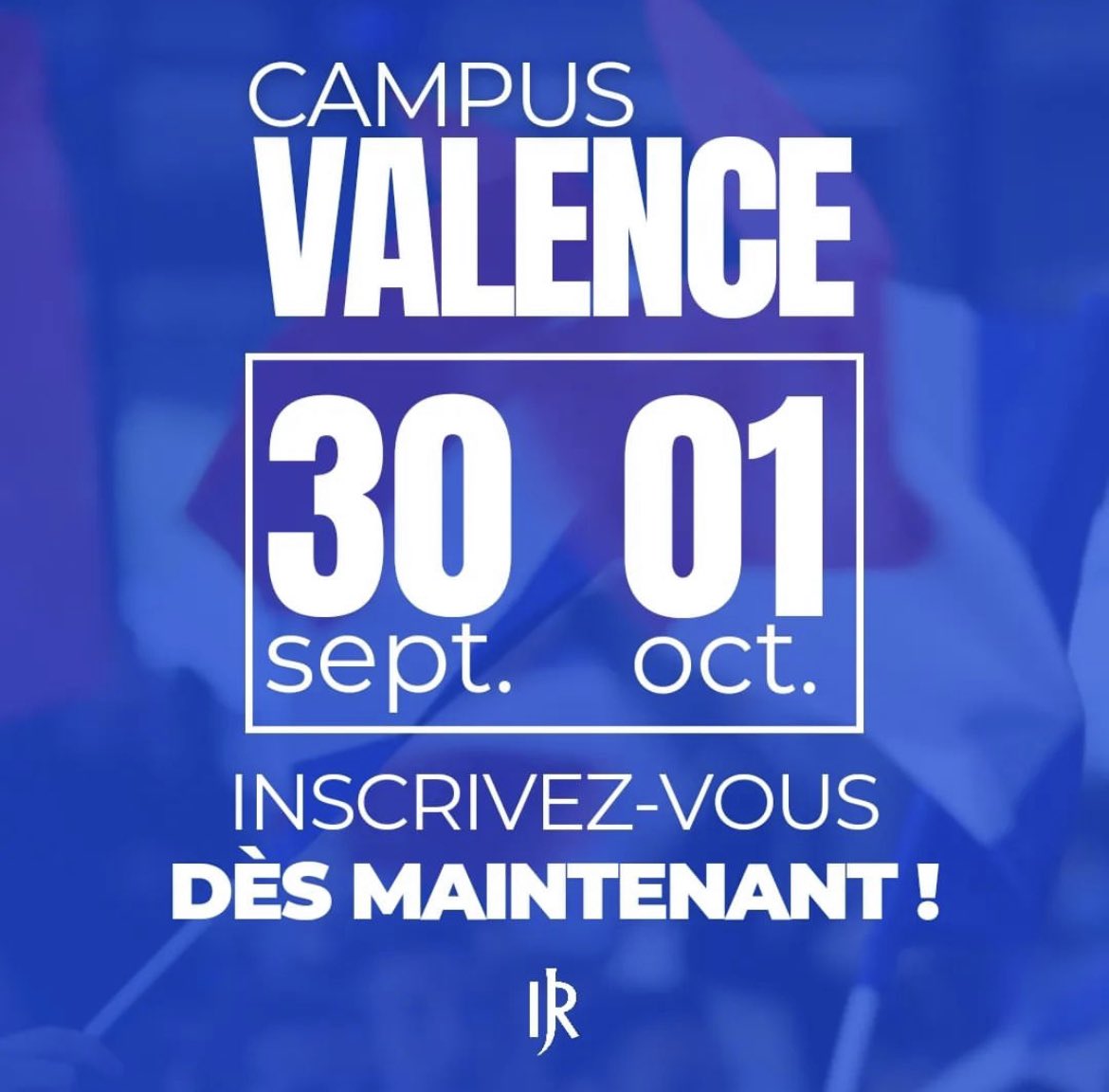 🔵 Le plus grand rassemblement de la jeunesse de droite est de retour !

👉 Rendez-vous à Valence les 30 septembre et 1er octobre pour le campus des <a href="/jeunesreps/">Les Jeunes Républicains</a> 🇫🇷

🎟️ Inscrivez-vous dès maintenant: my.weezevent.com/rentree-des-je…

#CampusJLR <a href="/lesRepublicains/">les Républicains</a>