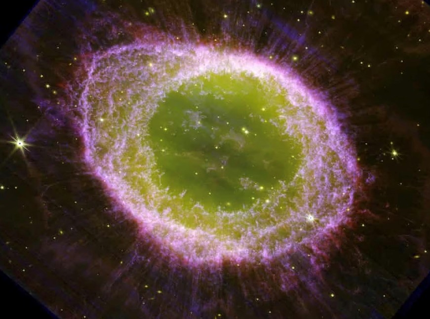 The most detailed ever images of the last stages of a distant star’s life have been captured by the James Webb Space Telescope. An image of the Ring Nebula captured by the James Webb Space Telescope. Photo:The University of Manchester /PA