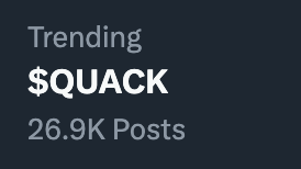 RichQuack's tweet photo. Now, who is trending? It's $QUACK! 📈 

#RichQUACK https://t.co/CKkup3rFKM