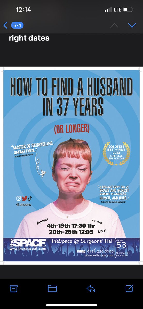 Ever Obsess about an ex (or 5)? Me too! Are u looking for a husband? I mean, u don’t have to be to see this show. It’s fine if u already have one. How’s ur relationship with ur father? Yeah… it’s complicated. #tweetthemedia <a href="/theSpaceUK/">theSpaceUK</a> #edfringe