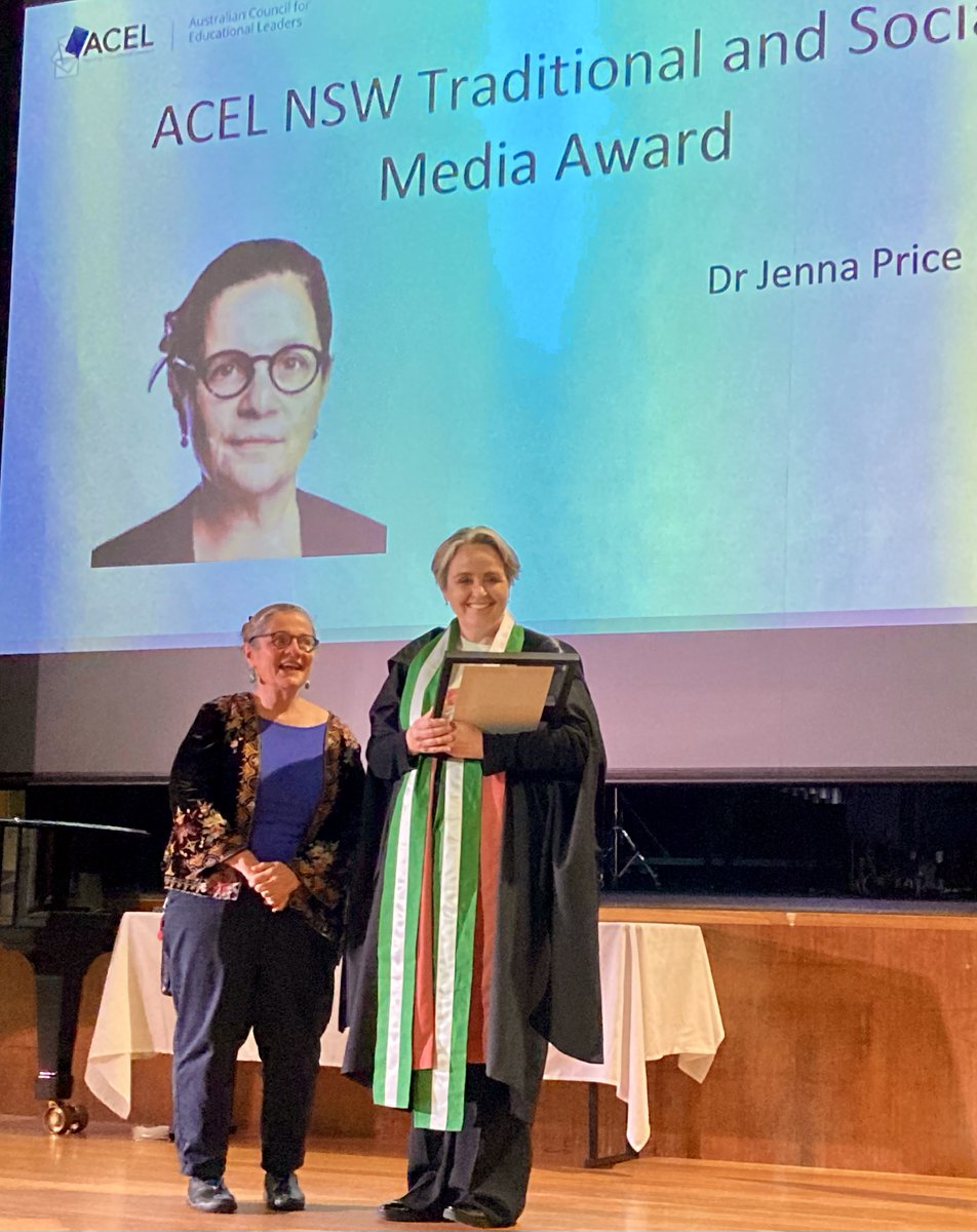 Congratulations <a href="/JennaPrice/">Dr Jenna Price</a>, recipient of the Traditional &amp; Media Award <a href="/ACEL_NSW/">ACEL_NSW</a>  Bravo