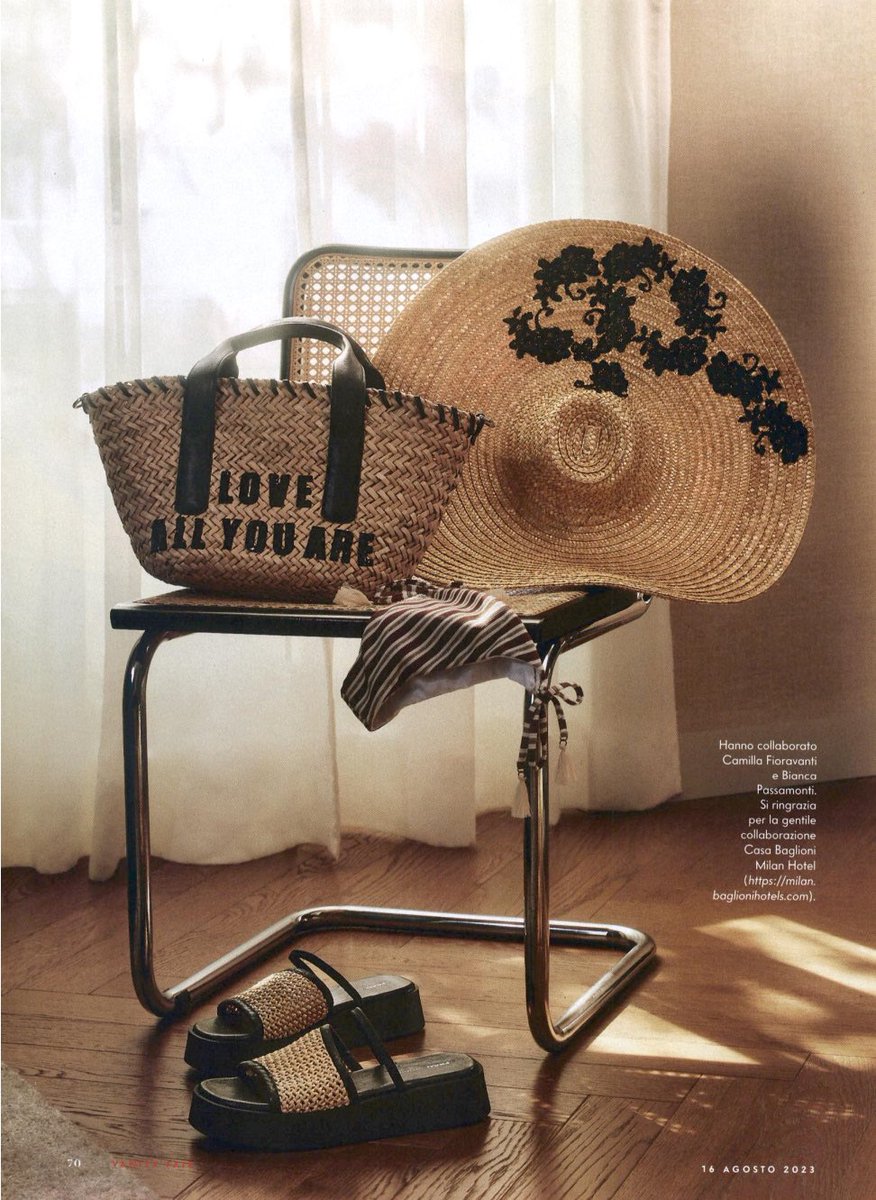 TERESALAFOSCA's tweet photo. #Summeroutfit
What item of clothing can't you give up, even if it's out of fashion or nobody likes it? 
I don't give up a #strawhat even in the city! And you?

Below Duli straw hat  by #montegalloalicecatena featured in #vanityfairitalia #miriamleone 
#teresalafosca #fashionpr https://t.co/uaxqmWXFzq