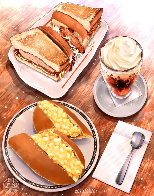 チキンサンド と ゼリー入りクリームコーヒー 469