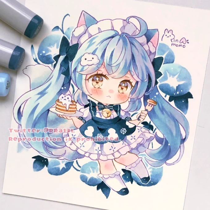 設営の写真頂きました。感想ノートも用意しているのでコメントやイラスト残して行ってくださると嬉しいです また明日の午後アトリエさんへ行く予定なのであおちゃんのミニ原画追納します。  #ドリームメイド展3 #アトリエメイド