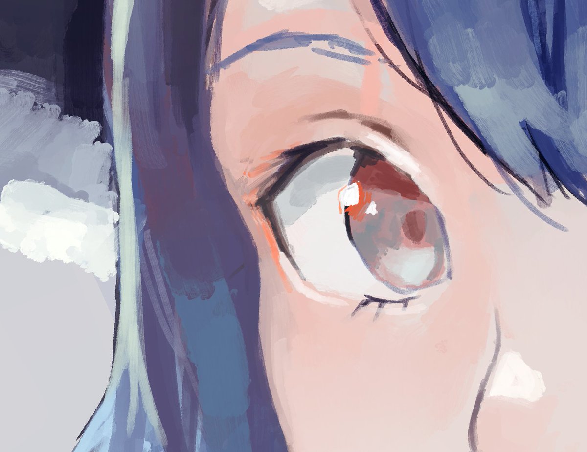 1girl solo blue hair close-up eye focus red eyes portrait  illustration images
