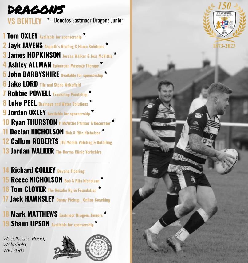 Our 19 for tomorrows visit of <a href="/BentleyARLFC/">BentleyARLFC</a> in our last home game of the <a href="/OfficialNCL/">National Conference League - RL</a> season.
⚫️⚪️🟡
<a href="/TonyHarber/">PCEXP_Tony</a> <a href="/DaveParkinsonRL/">Dave Parkinson (Thoughts are my own)</a>