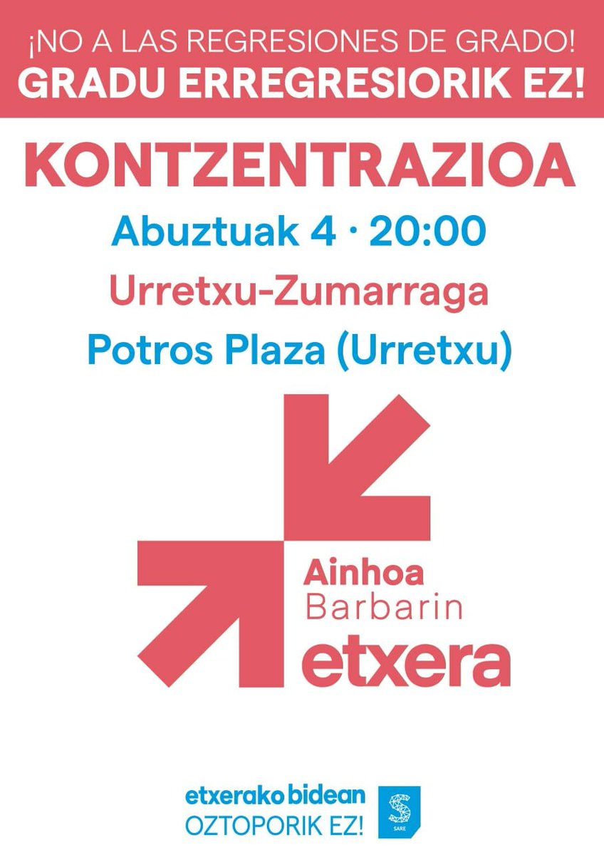 EHbildurretxu's tweet photo. Gradu erregresiorik ez!  
Ainhoa etxera! 
Gaur 8retan Potrosen konzentrazioa. https://t.co/qPtKDIb90d