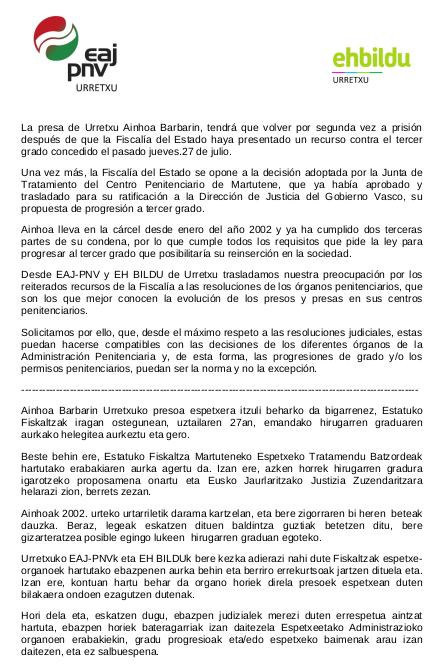 EHbildurretxu's tweet photo. Gradu erregresiorik ez!  
Ainhoa etxera! 
Gaur 8retan Potrosen konzentrazioa. https://t.co/qPtKDIb90d